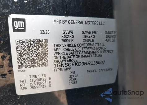 2024 Chevrolet Suburban 2Wd Rst from USA, damaged, VIN 1GNSCEKD0RR135007